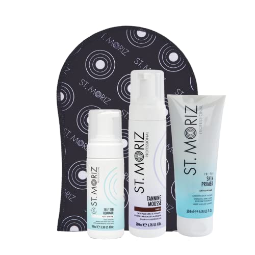 ST MORIZ PROFESSIONAL DARK TANNING MOUSSE, TAN REMOVING FOAM & PRE-TAN SKIN PRIMER, FAKE TAN, AMAZON EXC BUNDLE