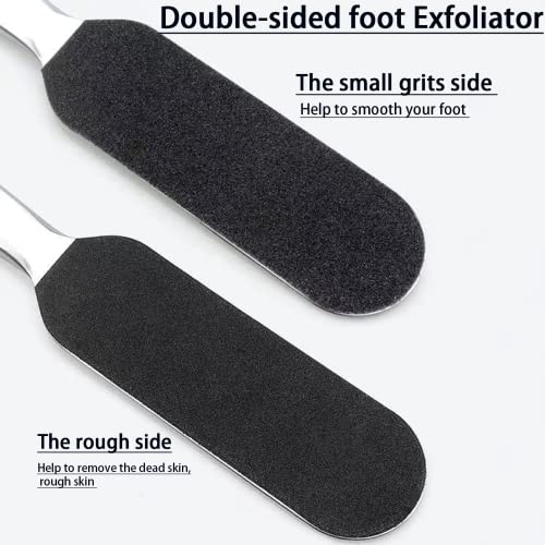Foot Files for Hard Skin,Double-Sided Foot Scraper Hard Skin Remover,Foot Scrubber with 10PCS Free Refill Grits Double-Sided Replacement Pads,Exf