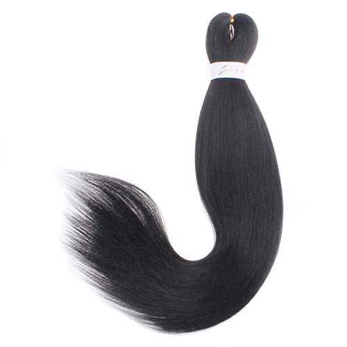 Leeven 3 Packs Pre Stretched Braiding Hair Extension Yaki Texture EZ Braids Hair for Coi Leray Braids Black Braiding Crochet Hair Extensions /30