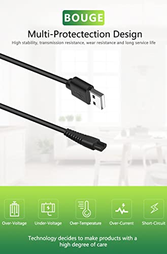 Bouge Charger Cable Power Cord Compatible with Hatteker Hair Clipper Cordless Razor Beard Trimmer Shaver RFC-588 RFC-598 RFC-690 RFC-692 RFC-696