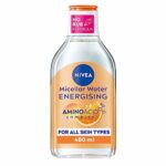NIVEA Energy Micellar Water 3x Antioxidants, 3 in 1 Energising Micellar Cleansing Water, Vegan Make-Up Remover with Vitamins C and B3, Suitable f
