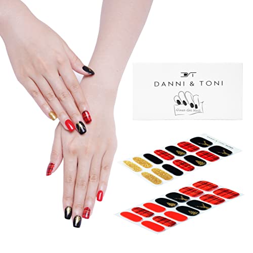 DANNI & TONI 28 Stickers Semi Cured Nail Wraps Soft Self-Adhesive Gel Nail Stickers(Happy-Go-Lucky),Salon-Quality Gel Nail Polish Strips, French