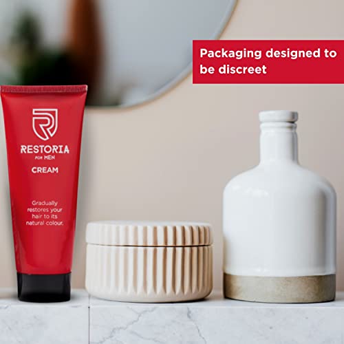 Restoria Grey Reducing Cream for Men - Hair Cream for Restoring Natural Hair Colour Gradually, Up to 100% Grey Coverage - Vegan, 100ml