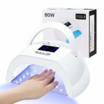 BOLASEN Professional UV Nail Lamp, 80W LED Nail Lamp for Gel Polish, Quick-Drying Nail Dryer Gel Nail Lamp with Metal Base, 42 Beads, 4 Timers &