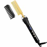 LXMTOU Electric Hot Comb Hair Straightener for Afro Hair Wigs Beard Straightening Comb Ceramic Protable Pressing Comb with LCD Display Dual Volta