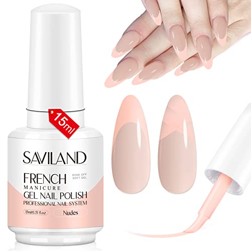 Saviland French White Gel Nail Polish -10ml Upgrade U V/LED Soak Off Gel Nail Polish Manicure for Professional, Salon & Home Use, Long Lasting, E