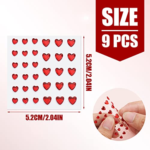 9 Sheets Festival Face Gems Stick on, Self-Adhesive Face Jewels Stickers Face Diamonds Rhinestones for Makeup, Nail Gems Stickers for Face Eye Ar