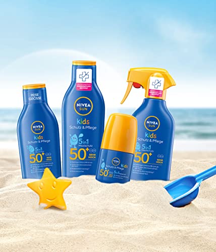 Nivea Sun Kids Protection & Care Sun Roller SPF 50+ (50 ml), Sun Cream Roll-On with SPF 50+, Extra Waterproof Sun Lotion for Children as a Practi