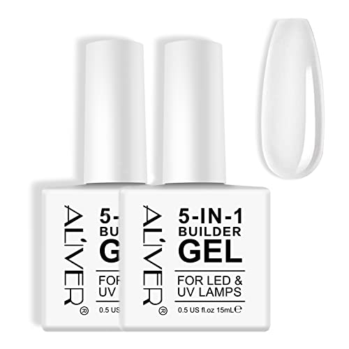 Builder Gel, 5 in 1 Nail Builder Gel, Builder Gel and Base Gel Strengthener Gel Clear Builder Gel Color in a Bottle 15ml, For Nail Art Decoration