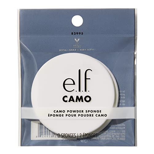 e.l.f. Camo Powder Sponges, Made For The e.l.f. Cosmetics Camo Powder Foundation, Blend & Bounce, Latex Free Foam, 2-Pack, White