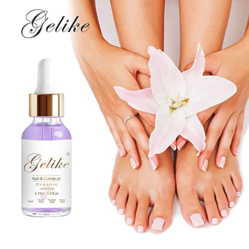 Gelike ec Organic Cuticle Nail Oil 15ml Vitamin B& E Essential Oil Moisturize with Convinient Dropper Design, Nail Cuticles Oils Treatment Damage