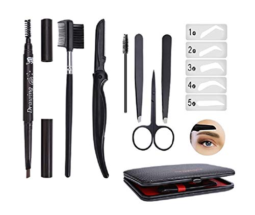 Eyebrow set Eyebrow grooming kit eyebrow brush eyebrow tint kit-Stainless Steel eyebrow kit with Tweezers, Scissors, Brow Groomers & Lash Combs,