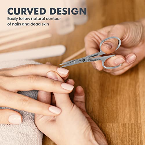 FABINOC® Nail Scissors | Curved Cuticle Scissors for Dead Skin | German Quality Stainless Steel Multi-Purpose Sharp Manicure Scissors for Men & W