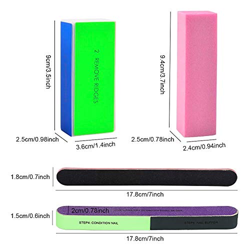 KissDate 10 Pcs Nail File Set Buffers 4 Shapes Professional Nail Files Block 7 Ways Buffer Block for Trim Double Sided Emery Board Manicure Set f