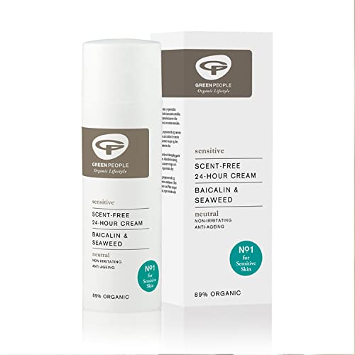 Green People Scent Free 24-Hour Cream 50ml | Natural & Organic Sensitive Face Cream | Day & Night Unperfumed Moisturiser for Dry & Sensitive Skin