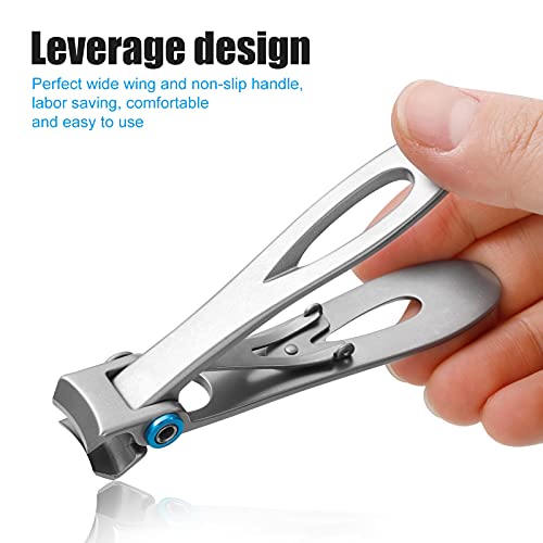 Large Nail Clippers for Thick Nails, Professional 0.63" Wide Jaw Opening Sharp Nail Cutter Heavy Duty Stainless Steel Fingernail & Toenail Clippe