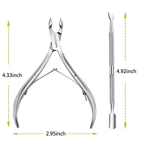 Cuticle Nipper, Saxhorn Cuticle Cutter and Remover with Cuticle Pusher for Dead Skin - Durable Manicure Tools and Cuticle Clippers- Stainless Ste