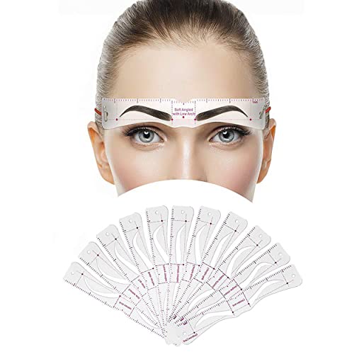 Eyebrow Stencils 12 Styles Eyebrow Shaper Kit,DIY Reusable Eyebrow Template with Head-Wear Strap and Eyebrow Razor for Women Makeup