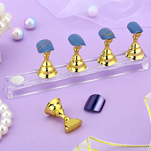 PROUSKY 2 Sets Nail Display Stand Fingernail DIY Nail Art Display Nail Tip Practice Holder Magnetic Nail Art Stand for False Nail Tip Manicure To