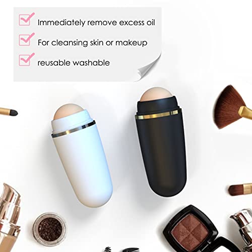 Modloan Volcanic Oil Absorbing Roller, 2 Pcs Reusable Facial Skincare Tools, Oil Control on the Go Volcanic Face Roller for Men and Women at Home