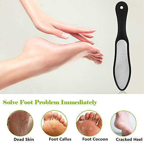 BEZOX Premium Foot File, Double Side Pedicure Rasp, Dead Hard Cracked Skin Calluses Remover, Portable Foot Care Tool, Heavy Duty Stainless Steel