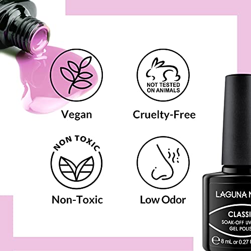 LagunaMoon™ Gel Nail Polish Set - 6 Colours Pastel Blue Pink Green Yellow White Vibrant High-Shine Kit Gel Polish for Salon Quality DIY Nails - U