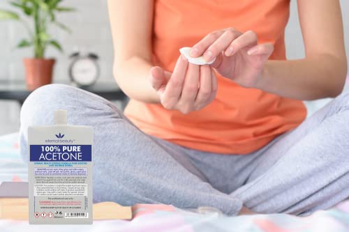 Acetone 100% Pure 100ml Gel Nail Polish Remover for UV/LED, Gel Soak Off, Removes All Types of Nail Polish, By Eternal Beauty