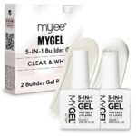 Mylee 5 in 1 Strengthening Builder Gel Duo 2x15ml - Clear & White - UV/LED Nail Polish Top Base Coat, Nails Tips & Extensions, Nail Art Decoratio