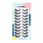 3D False Eyeashes Wispy Natural, Cat-Eye Short Faux Mink Thin Band spiky Lashes, Supernatural Cross Fluffy Soft Reusable Fake Eyelashes 10 Pairs-