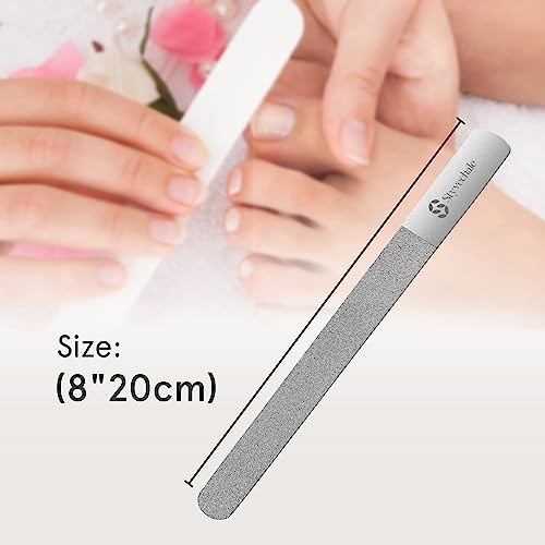 8" Nail File Diamond Deb/Dust Coated Coarse/Rough Toenail Files - Rough and Fine Sided Nail Files Podiatry Manicure Autoclavable (6")
