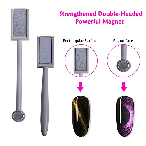 Nail Magnet Tool Set 5Pcs,Nail Art Kit Double Head Flower Design Nail Magnet Pen And Strong Magnet Stick Board Dotting Pens, Idea For DIY 3D Magn