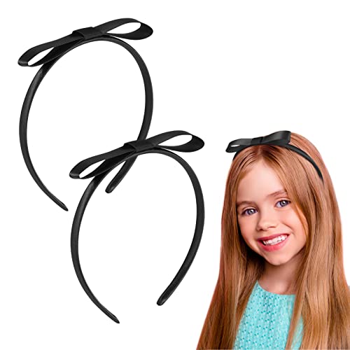RosewineC 2 Pcs Girls Bow Headband, Bow Clip Hair Set Vintage Headbands Knot Hairband Hair Accessories for Women and School Hair Accessories for