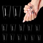 JSRQT 550 Pcs Clear Duck Nail Tips, 11 Size Wide False Nail Tips for Acrylic Nails, French Fake Nail Tips Nail Extension Duck Feet Style Nail Tip