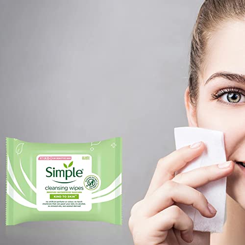 Simple Facial Cleansing Wipes Kind to Skin Sensitive 25's (3 Packs)