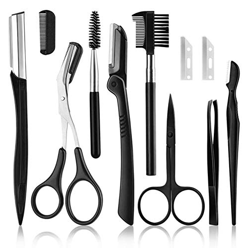 Eyebrow Set, Eyebrow Trimming Kit,Eyebrow Grooming Kit, Include Eyebrow Razor, Eyebrow Brush,Eyebrow Scissors, Facial Trimmer, Shaver, Tweezers,