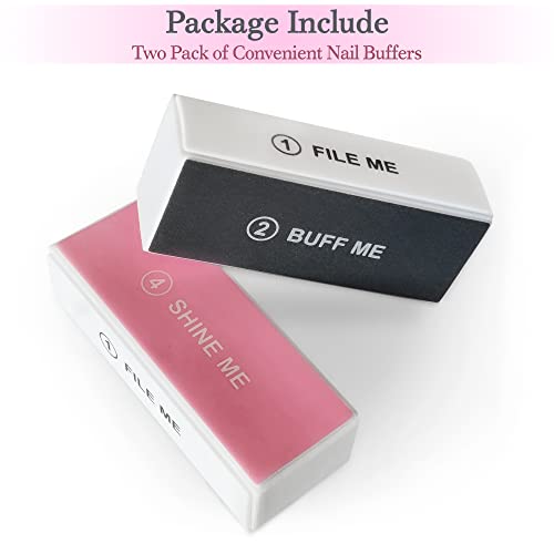 2pk Nail Buffer Blocks, Nail Buffer Block for Natural Nails and Acrylic Nails Sanding Block Polisher, 4 Sided, Nail Files Professional Manicure P