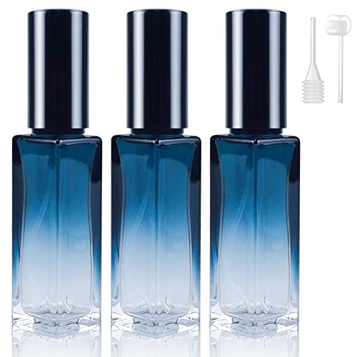 BOOHO 3Pcs Empty Glass Perfume Atomiser, Clear Glass Atomiser Spray Bottles, Refillable Spray Perfume Bottles Fine Mist Cosmetic Container for Tr