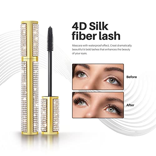 ONLYOILY 4D Silk Fiber Lash Mascara for Longer, Thicker, Voluminous Eyelashes,Natural Smudge-Proof Waterproof Clear Vegan Mascara, All Day Exquis
