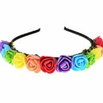 Merroyal Boho Floral Crown Rose Flower Headband Hair Wreath Flower Hair Accessory