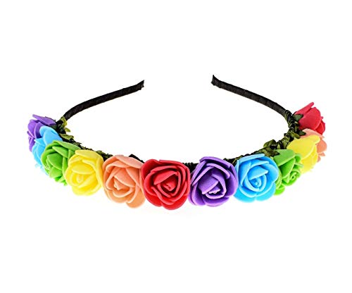 Merroyal Boho Floral Crown Rose Flower Headband Hair Wreath Flower Hair Accessory