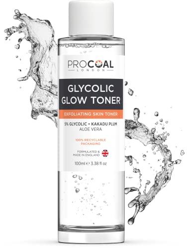 Glycolic Glow Toner with Vitamin C & Aloe Vera by Procoal - Pore Minimizer, Brightening & Exfoliating Skin Toner for Face, Glow Tonic for Face, 1