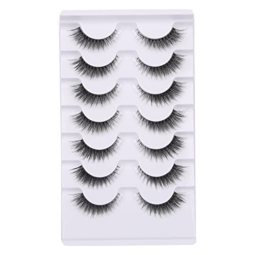 Gmagictobo Lashes Natural Short False Eyelashes Wispy Lashes Pack Light Volume Clear Band Soft Fake Eye lashes 7 Pairs Multipack