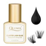 Cluster Lashes Glue 10ml QUEWEL Lash Clusters Glue Black Eyelash Clusters Glue for DIY Lash Extensions Long-Lasting Eyelash Glue for Cluster Lash