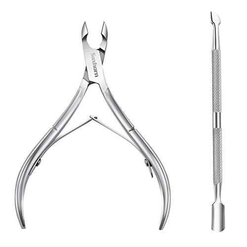 Cuticle Nipper, Saxhorn Cuticle Cutter and Remover with Cuticle Pusher for Dead Skin - Durable Manicure Tools and Cuticle Clippers- Stainless Ste