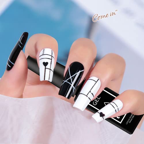 Gel Nail Polish Liner White Nail Gel Polish 10ml Nail Liner Painted Gel Polish Thin Brush For French Tip Manicure Nail Art Soak Off UV/LED for Pa