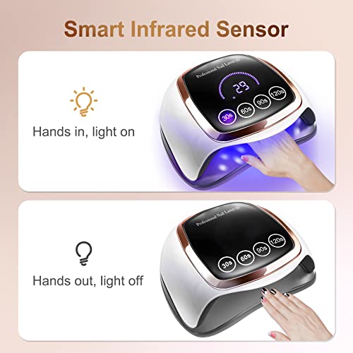 NAXBEY LED UV Nail Lamp,168W UV Lamps for Gel Nails,Gel Nail Lamp with 7.5 Inch Large LCD Touch Screen/4 Timer Setting/Auto Sensor,Professional N