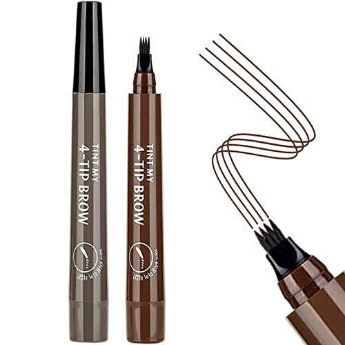 Eyebrow Pen,Eyebrow Pencil,Long-Lasting Eyebrow Tint,Brow Eye Brown Pencil with Fork Tip,Eyebrow Pencil Dark Brown,Brow Tint,Waterproof Eyebrow P