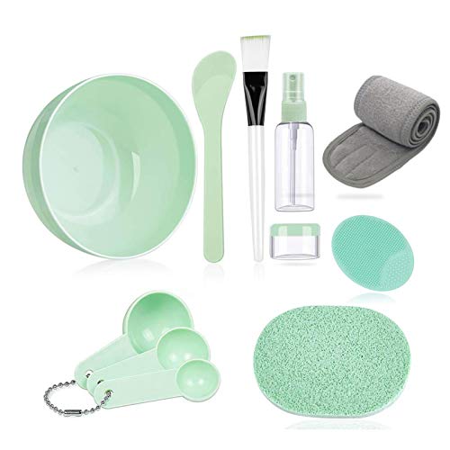 Face Mask Mixing Bowl Set, Lady Facial Care Facemask Mixing Tool Sets include Facial Mask Mixing Bowl Stick Spatula Silicone Cream Mask Brushes(G