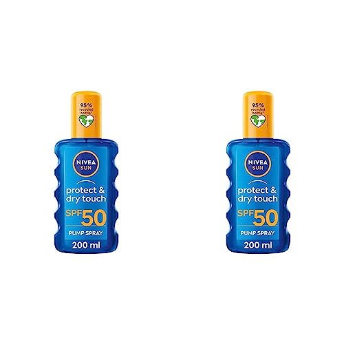 NIVEA SUN Protect & Dry Touch Cooling Sun Spray SPF50 (200 ml), Refreshing Suncream SPF50, Advanced Sunscreen Protection, 100 Percent Transparent