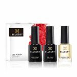 Bluesky Gel Nail Polish Set, Top Coat and Base Coat with Cuticle Oil. 3 x 5ml. Top and Base (Requires curing under UV/LED Lamp)